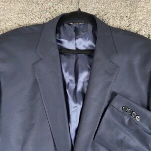 G Manzoni Blazer Mens 50R Navy Blue Super 150s Wool 2 Button Sport Coat Italy
